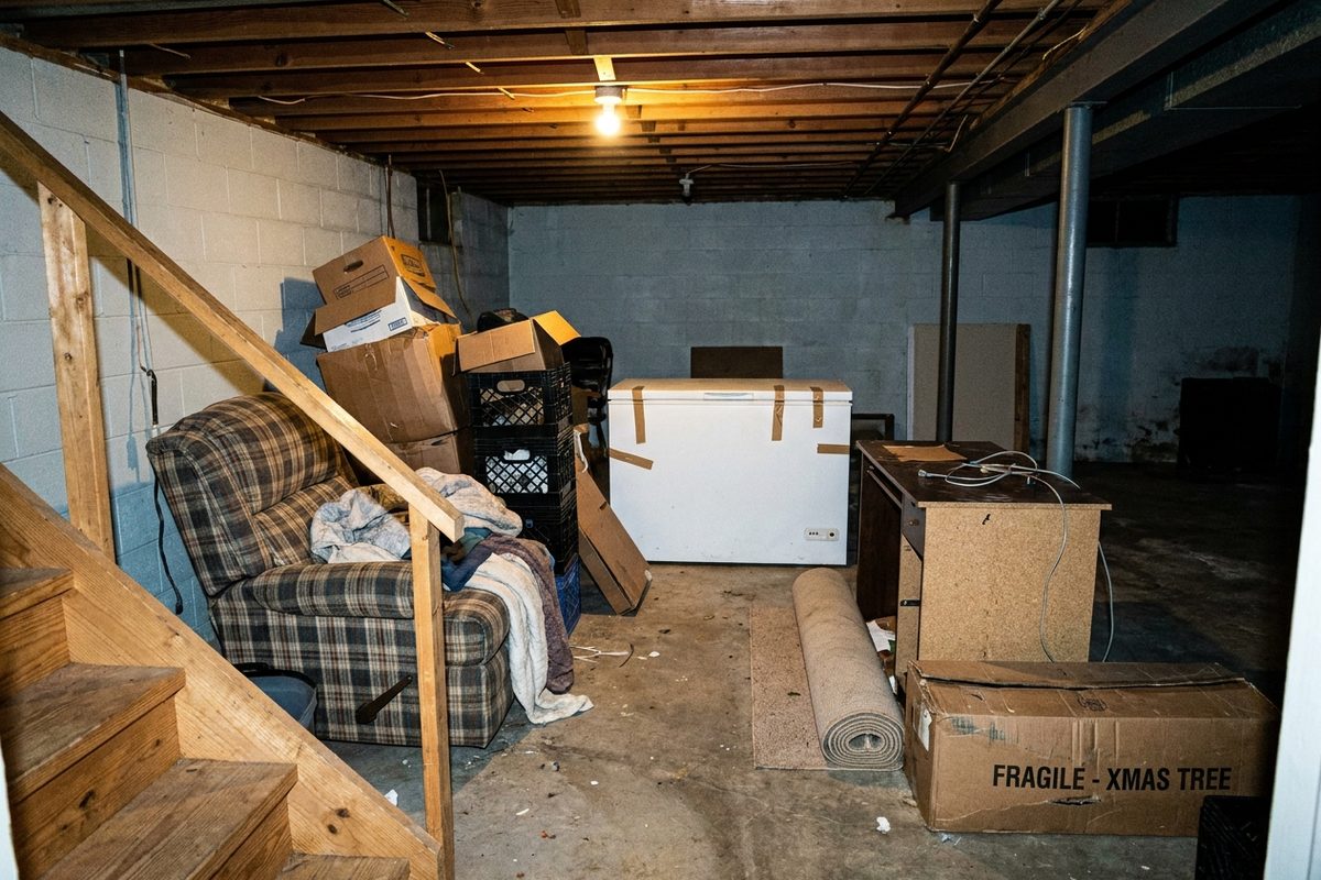 Before: basement